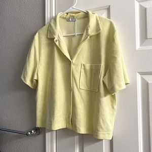 Zara lemon yellow terry button up